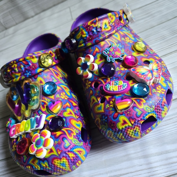 Lisa Frank Clogs Limited Edition Tye Dye Neon Purple - Picture 2 of 7